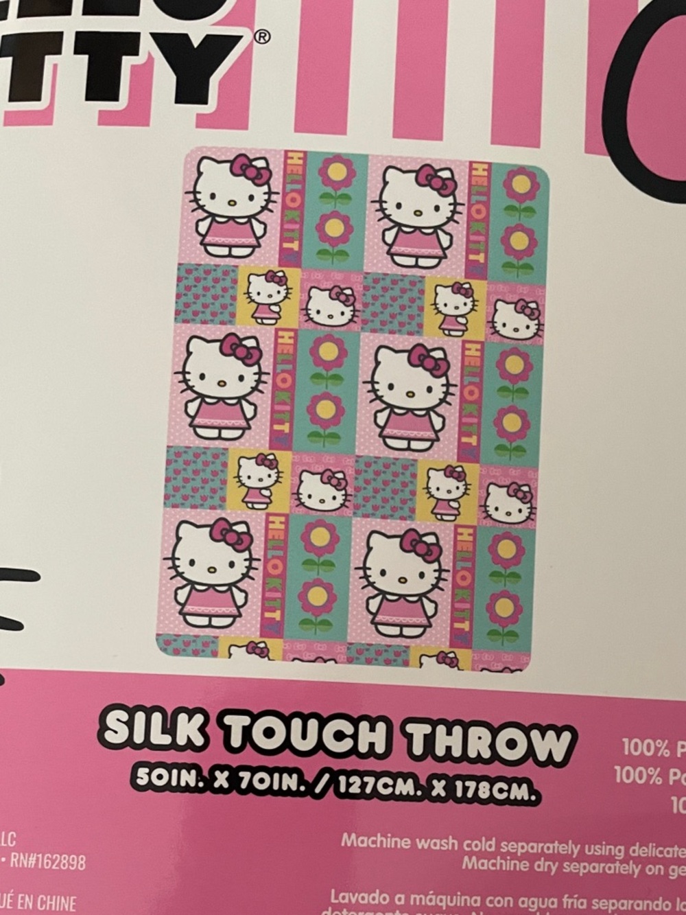 Hello Kitty Pink & White Silk Touch Throw Blanket